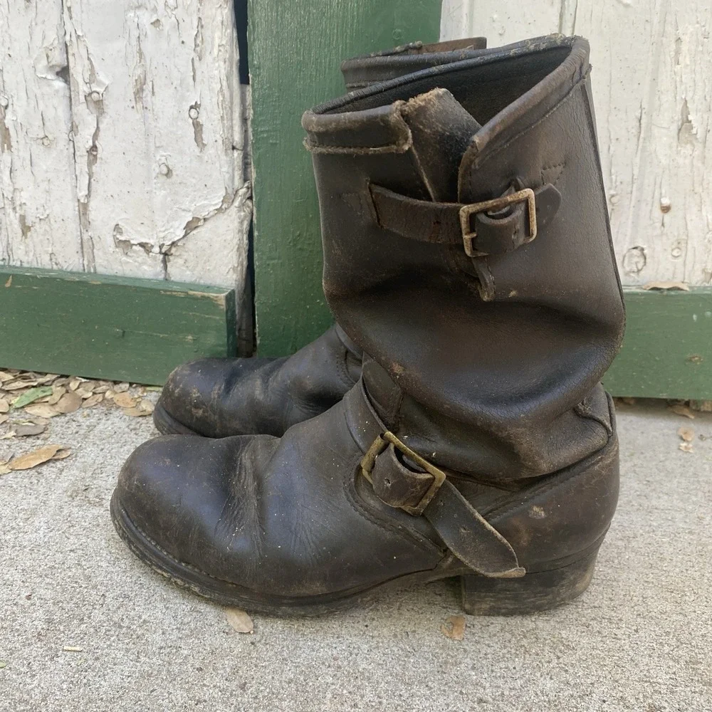 Vintage 60s Sears Engineer Boots Buckle Biker Size Men US 9 Rockabilly